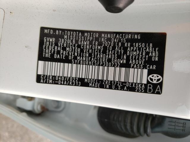 Photo 9 VIN: 5YFBURHE5FP300732 - TOYOTA COROLLA L 