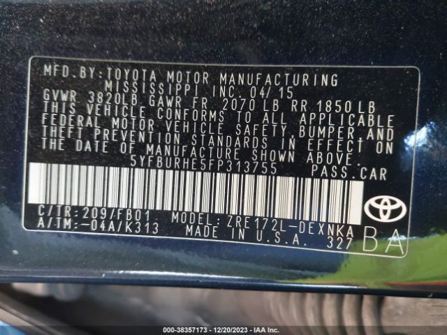 Photo 8 VIN: 5YFBURHE5FP313755 - TOYOTA COROLLA 