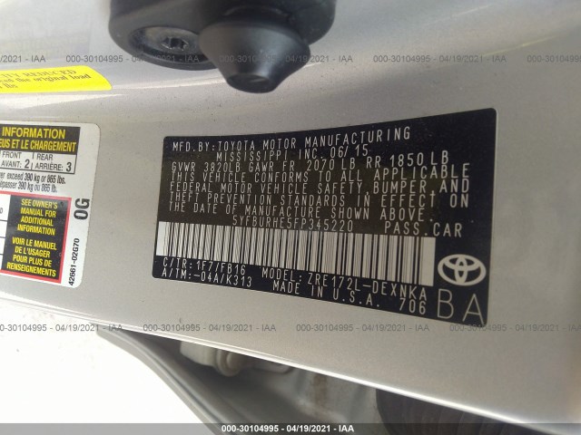 Photo 8 VIN: 5YFBURHE5FP345220 - TOYOTA COROLLA 