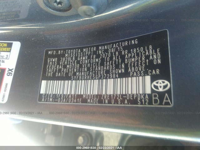 Photo 8 VIN: 5YFBURHE5GP372984 - TOYOTA COROLLA 