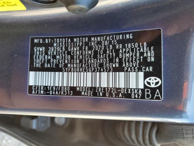 Photo 11 VIN: 5YFBURHE5GP374573 - TOYOTA COROLLA L 