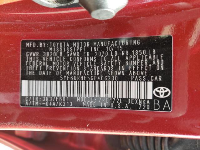 Photo 9 VIN: 5YFBURHE5GP406230 - TOYOTA COROLLA L 