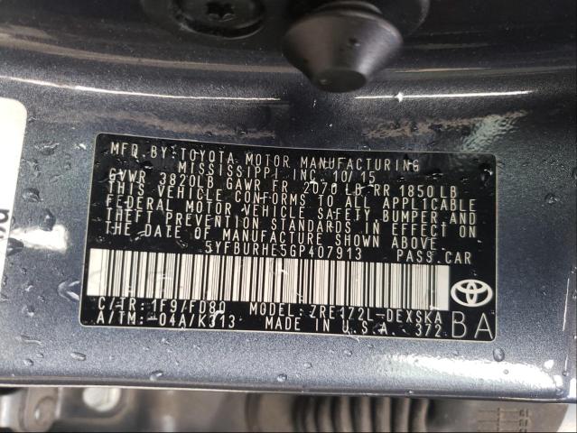 Photo 9 VIN: 5YFBURHE5GP407913 - TOYOTA COROLLA L 