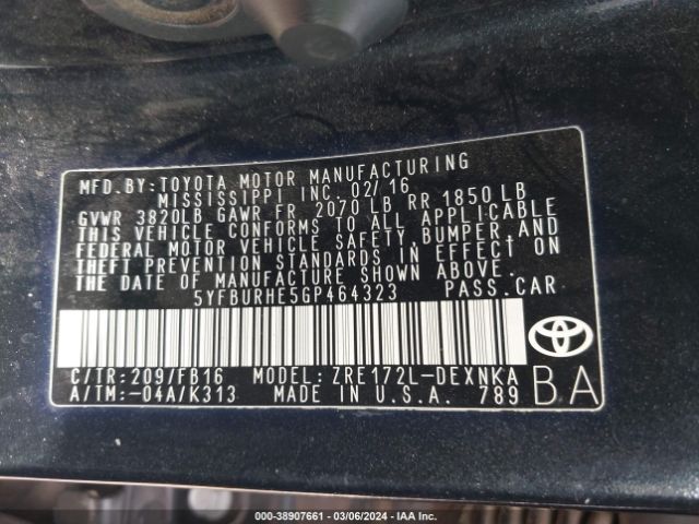 Photo 8 VIN: 5YFBURHE5GP464323 - TOYOTA COROLLA 