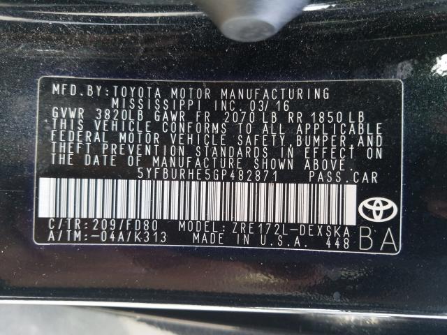 Photo 9 VIN: 5YFBURHE5GP482871 - TOYOTA COROLLA L 