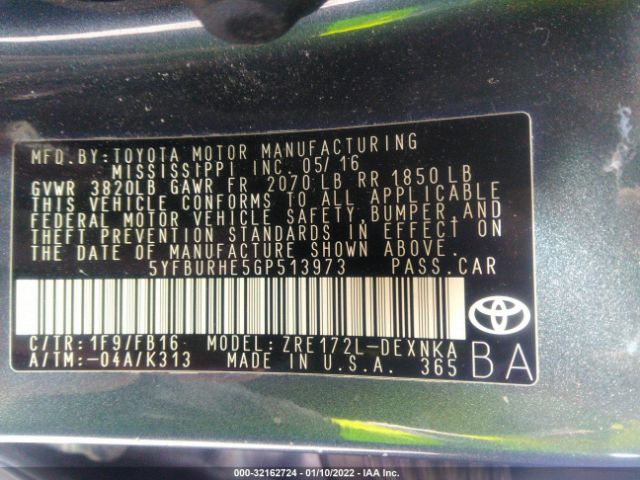 Photo 8 VIN: 5YFBURHE5GP513973 - TOYOTA COROLLA 