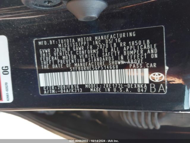 Photo 8 VIN: 5YFBURHE5GP514668 - TOYOTA COROLLA 