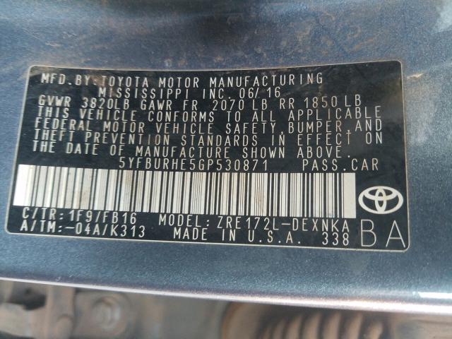 Photo 9 VIN: 5YFBURHE5GP530871 - TOYOTA COROLLA L 