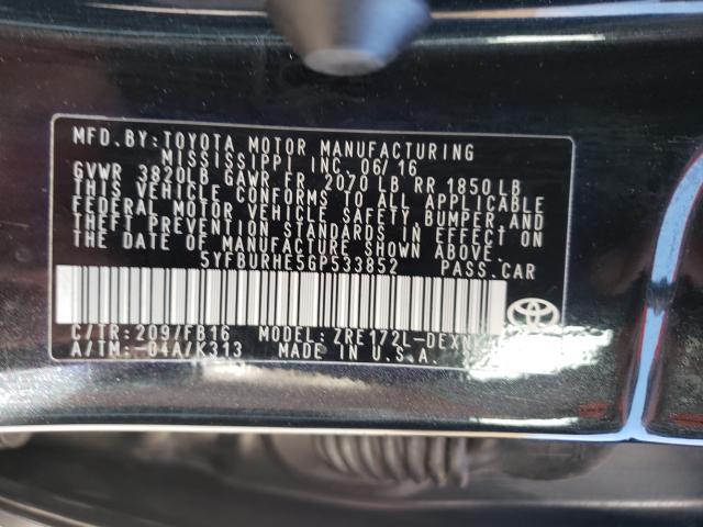 Photo 9 VIN: 5YFBURHE5GP533852 - TOYOTA COROLLA L 