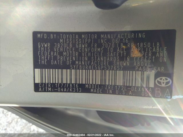 Photo 8 VIN: 5YFBURHE5GP537657 - TOYOTA COROLLA 