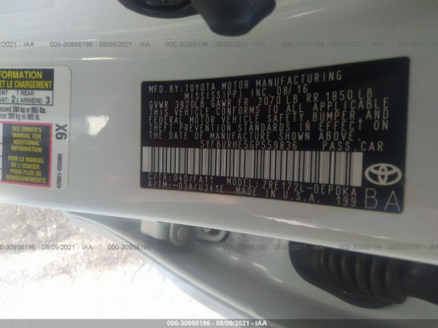 Photo 8 VIN: 5YFBURHE5GP559836 - TOYOTA COROLLA 