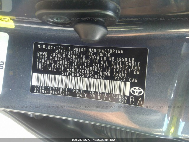 Photo 8 VIN: 5YFBURHE5GP560467 - TOYOTA COROLLA 