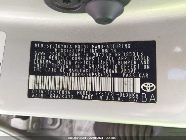 Photo 8 VIN: 5YFBURHE5GP564194 - TOYOTA COROLLA 