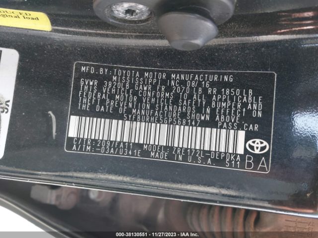 Photo 8 VIN: 5YFBURHE5GP568147 - TOYOTA COROLLA 