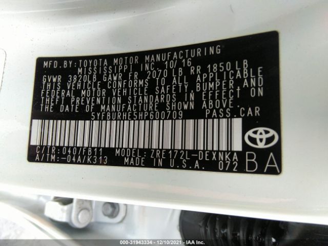 Photo 8 VIN: 5YFBURHE5HP600709 - TOYOTA COROLLA 