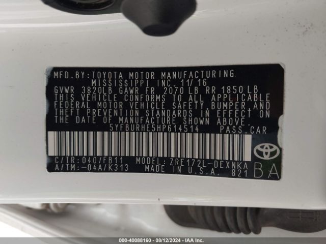 Photo 8 VIN: 5YFBURHE5HP614514 - TOYOTA COROLLA 