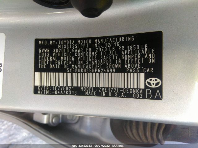 Photo 8 VIN: 5YFBURHE5HP624699 - TOYOTA COROLLA 