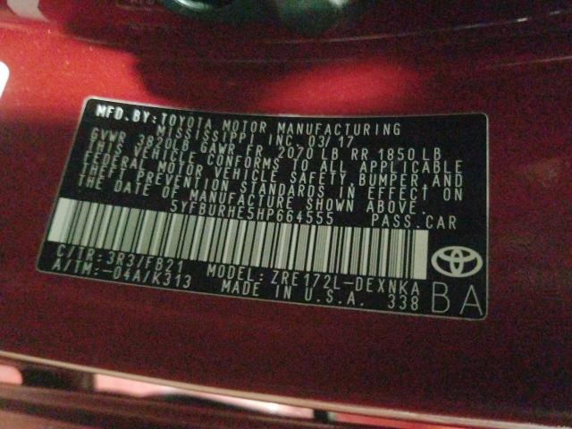 Photo 9 VIN: 5YFBURHE5HP664555 - TOYOTA COROLLA L 