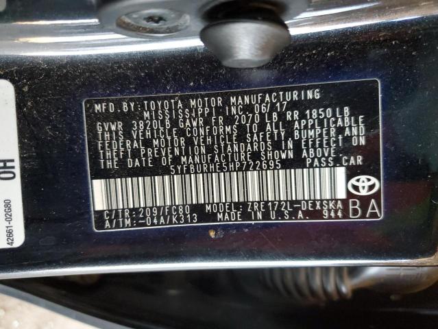 Photo 11 VIN: 5YFBURHE5HP722695 - TOYOTA COROLLA L 