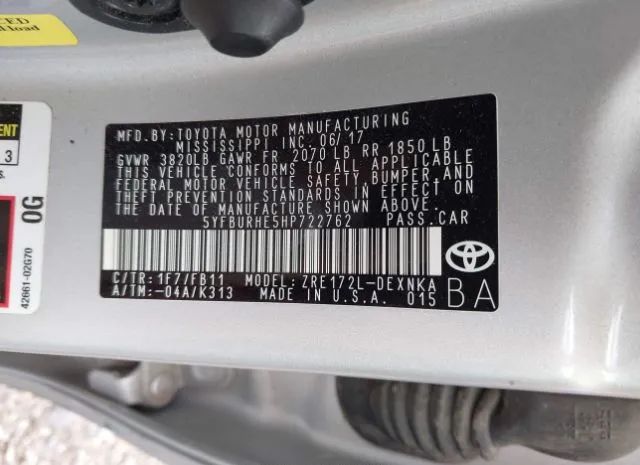 Photo 8 VIN: 5YFBURHE5HP722762 - TOYOTA COROLLA 