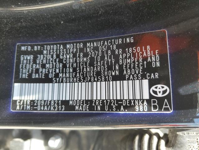 Photo 11 VIN: 5YFBURHE5JP845810 - TOYOTA COROLLA L 