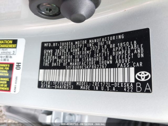 Photo 8 VIN: 5YFBURHE5KP862267 - TOYOTA COROLLA 