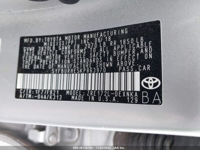 Photo 8 VIN: 5YFBURHE5KP863970 - TOYOTA COROLLA 