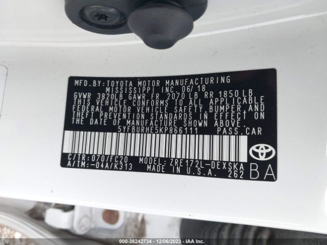 Photo 8 VIN: 5YFBURHE5KP866111 - TOYOTA COROLLA 