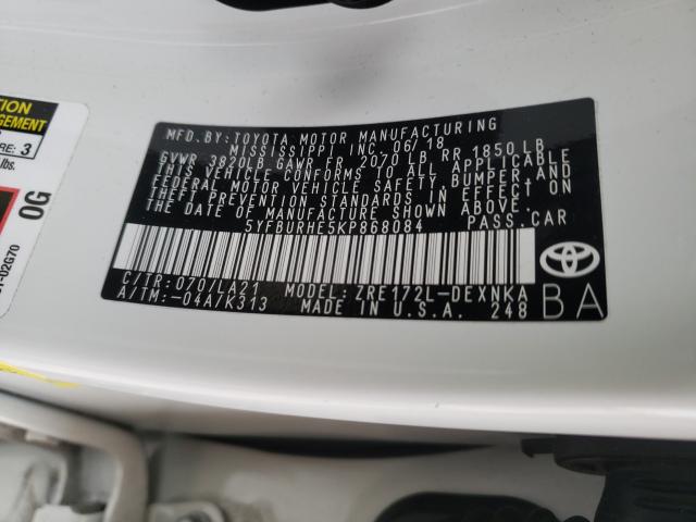 Photo 9 VIN: 5YFBURHE5KP868084 - TOYOTA COROLLA 