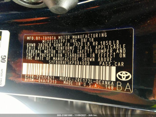 Photo 8 VIN: 5YFBURHE5KP884009 - TOYOTA COROLLA 