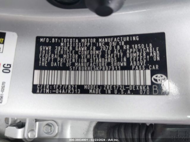 Photo 8 VIN: 5YFBURHE5KP897911 - TOYOTA COROLLA 