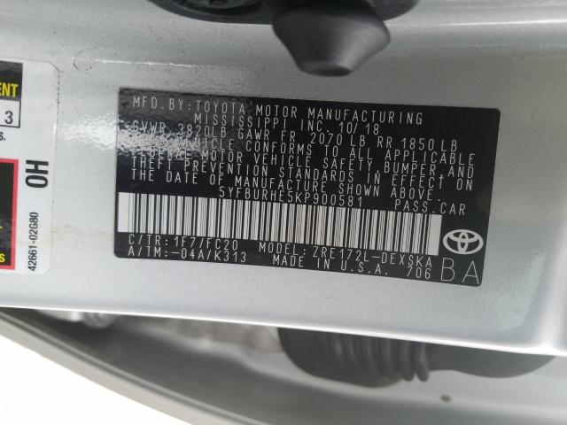 Photo 9 VIN: 5YFBURHE5KP900581 - TOYOTA COROLLA L 