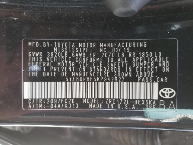 Photo 9 VIN: 5YFBURHE5KP942927 - TOYOTA COROLLA L 