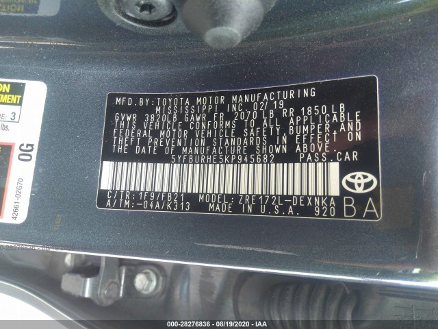 Photo 8 VIN: 5YFBURHE5KP945682 - TOYOTA COROLLA 