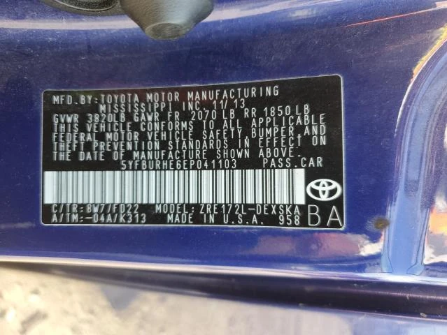 Photo 12 VIN: 5YFBURHE6EP041103 - TOYOTA COROLLA L 