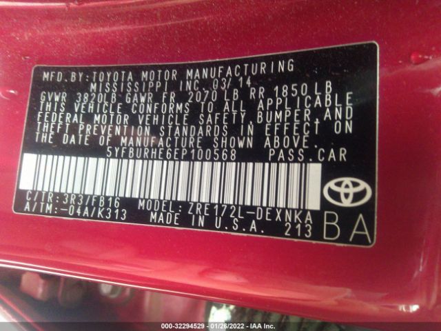 Photo 8 VIN: 5YFBURHE6EP100568 - TOYOTA COROLLA 