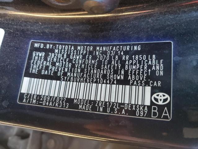 Photo 11 VIN: 5YFBURHE6EP104474 - TOYOTA COROLLA L 