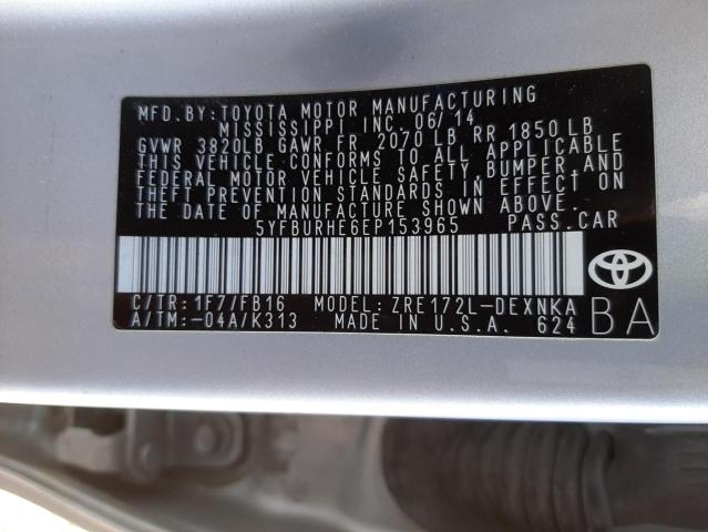 Photo 9 VIN: 5YFBURHE6EP153965 - TOYOTA COROLLA L 