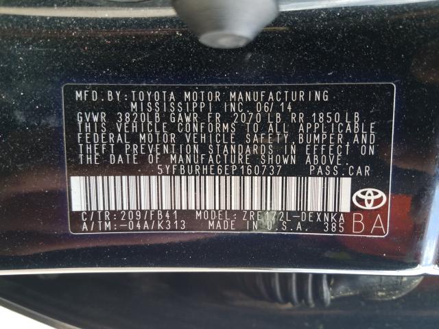 Photo 9 VIN: 5YFBURHE6EP160737 - TOYOTA COROLLA L 