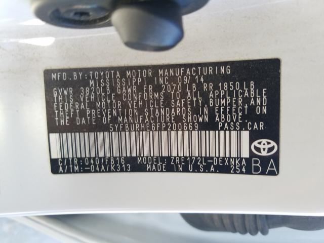 Photo 9 VIN: 5YFBURHE6FP200669 - TOYOTA COROLLA L 