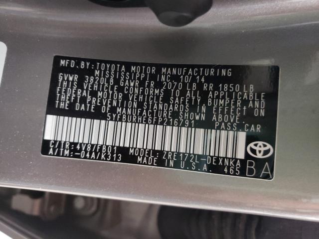 Photo 9 VIN: 5YFBURHE6FP216791 - TOYOTA COROLLA L 