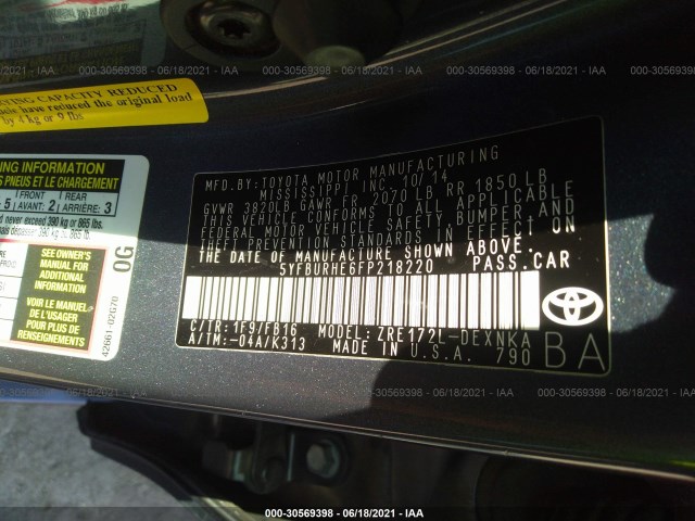 Photo 8 VIN: 5YFBURHE6FP218220 - TOYOTA COROLLA 