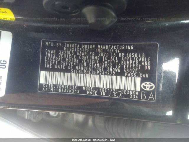 Photo 8 VIN: 5YFBURHE6FP241772 - TOYOTA COROLLA 