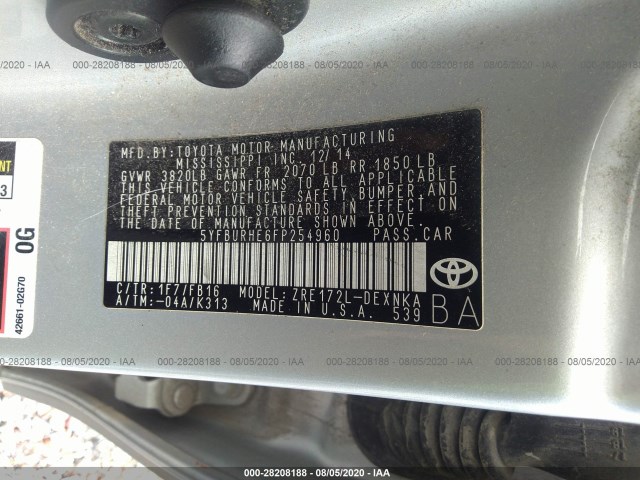 Photo 8 VIN: 5YFBURHE6FP254960 - TOYOTA COROLLA 