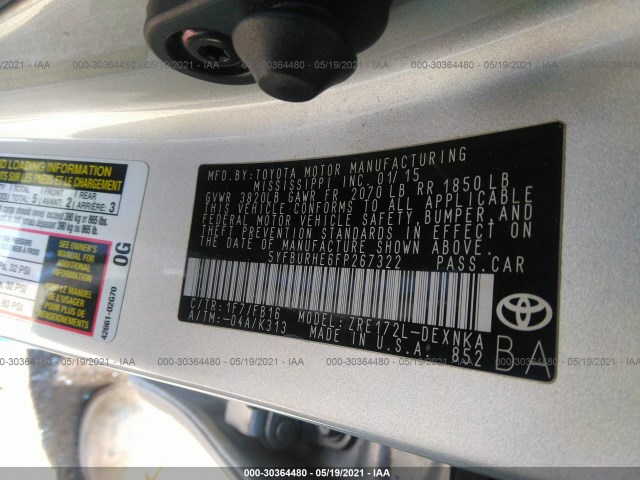 Photo 8 VIN: 5YFBURHE6FP267322 - TOYOTA COROLLA 