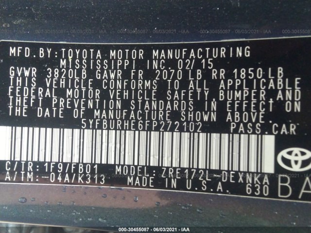 Photo 8 VIN: 5YFBURHE6FP272102 - TOYOTA COROLLA 