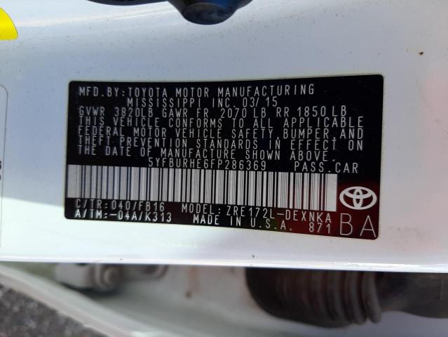 Photo 9 VIN: 5YFBURHE6FP286369 - TOYOTA COROLLA L 