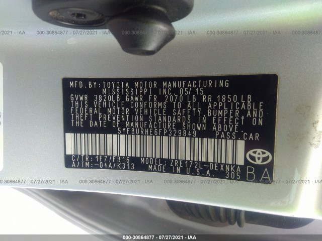 Photo 8 VIN: 5YFBURHE6FP329849 - TOYOTA COROLLA 