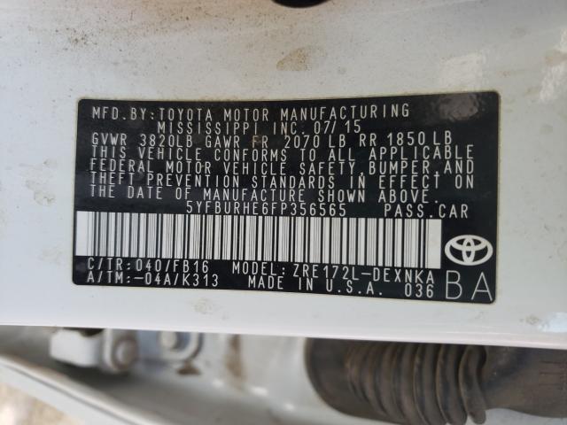 Photo 9 VIN: 5YFBURHE6FP356565 - TOYOTA COROLLA 