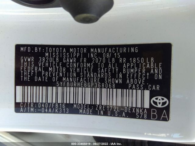 Photo 8 VIN: 5YFBURHE6GP368068 - TOYOTA COROLLA 